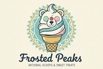 design a sweet and colorful ice cream shop logo for your brand