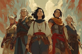 design a dnd party art and group art