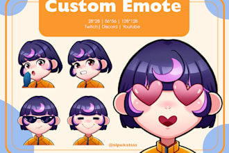 custom chibi emote for twitch, discord, youtube streamers
