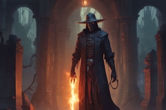 create a horror metal cover illustration with manual drawing