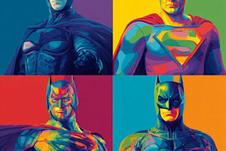 illustrate a superhero pop art portraits