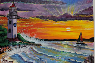 create handmade canvas scenery art and provide printable digital PDF