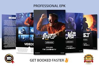 design professional epk, media kit, press kit, one sheet with clickable links