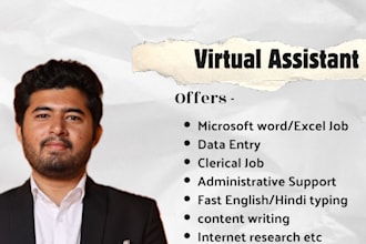 be your dedicated virtual assistant for data entry and admin work
