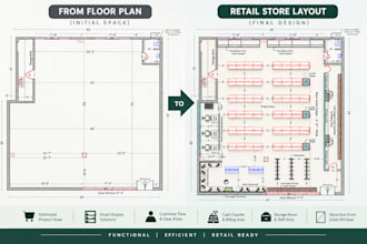 design a professional retail store layout in autocad 2d