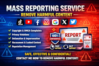 do mass reports for tiktok instagram youtube google facebook linkedin and x