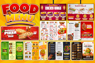design modern restaurant menu and food menu, digital menu board, flyer, logo