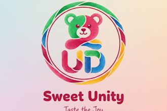 design a cute and playful gummy bear logo for your brand