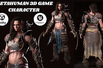 create metahuman 3d game character modeling with rigging and animations