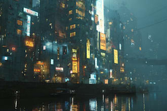 draw a cyberpunk futuristic city art