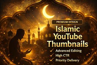 design high CTR gaming and islamic youtube thumbnails