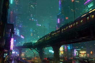 create stunning cyberpunk city art, futuristic cityscapes