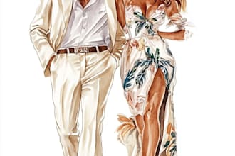 draw fashion illustration, sketch, or flat draw