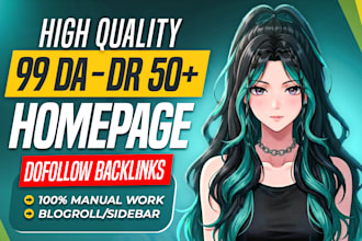 build 99 high da dr 50 plus homepage blogroll sidebar dofollow backlinks