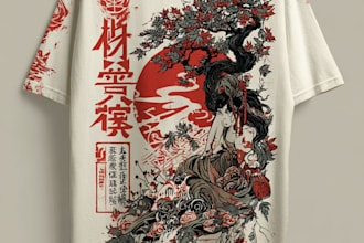do custom japanese and anime t shirt design for you