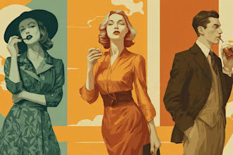 draw vintage retro art illustration
