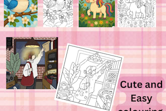 create cute and cozy coloring page and book