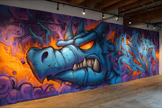 create custom graffiti art designs murals and wall arts