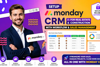setup monday CRM for real estate and construction with workflow sales management