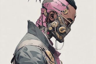 draw city of cyberpunk character in illustration concept art