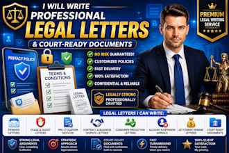 write a cease and desist, refund, or appeal letter for legal disputes in 24hrs