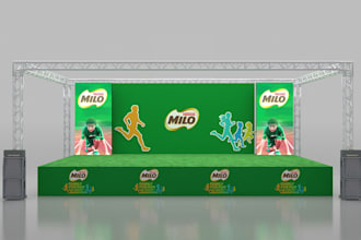 create 3d kiosk designs for exhibition setups