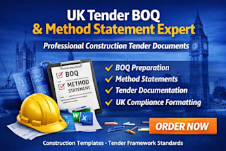 create boq method statement and construction documents for UK tender