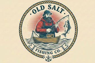 make high quality bold vintage fisherman logo for your business