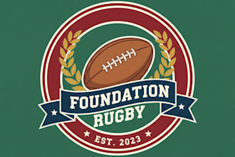design a bold rugby ball logo for your team or brand
