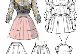 draw professional technical sketches for fashion design