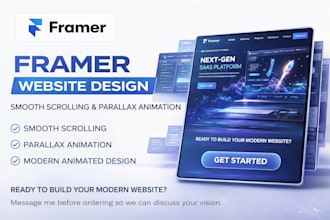 design framer webflow website with smooth scrolling parallax animation