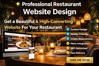 design a restaurant or cafe website with online menu and table reservations