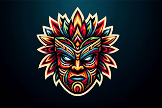 do creative  tribal chief mask mascot logo for you with my on creativity
