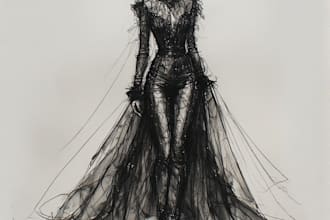 create professional fashion technical sketch drawing