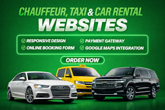 design chauffeur, limousine, vtc, taxi booking website, car rental website