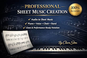 arrange custom sheet music for choir, music transcription, hymns, audio to sheet