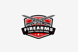 create professional and specially gun shop logo design