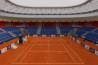 3d sport complex,model tennis stadium, padel court design, sport facility render