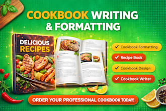 design and write recipes for cookbook recipe book and ebook