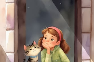 create cute watercolour style childrens book illustrations