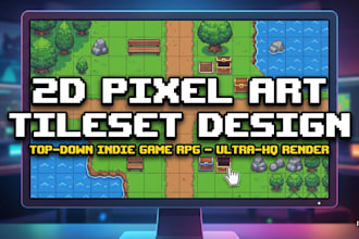 create custom pixel art tileset, props and 2d game assets for indie games