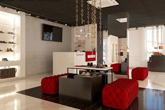 revamp 3d luxury bag store interior,mall design, fashion show render,layout,cgi
