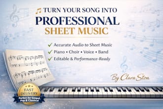 arrange custom sheet for choir, hymns worship songs, music transcription