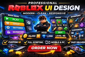 design and script professional roblox UI, gui, hud, shop and game interface