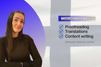 provide finnish translation, proofreading, and content