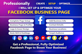 create social media accounts, facebook business page setup