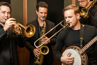 record pro brass horn section trumpet, saxophone, trombone, banjo player