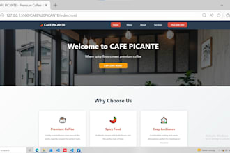 build a modern cafe website with cart
