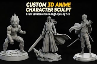sculpt custom 3d anime figure, action figure, diorama stl for 3d printing