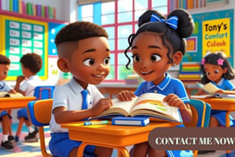 create professional children book illustration and story book design